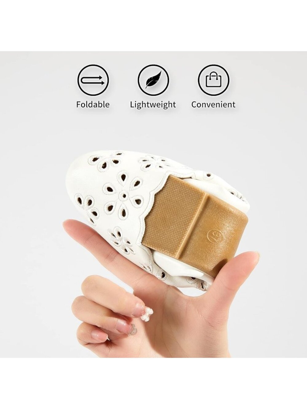 Women's Ballet Flats White PU Leather Shoes Comfortable Round Toe Slip on - Picture 4 of 6